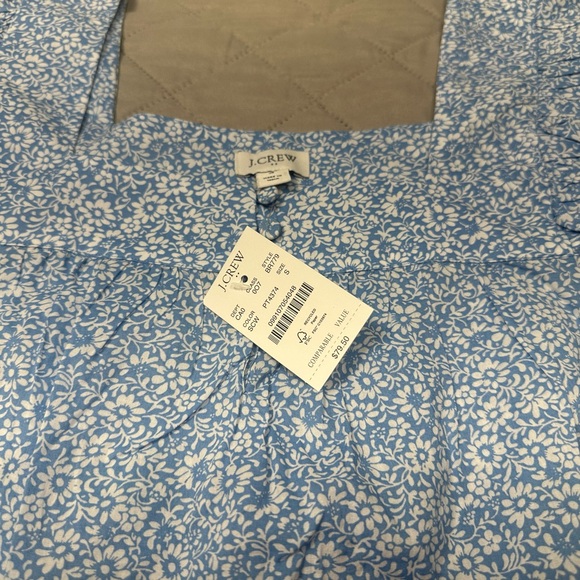 NWT J.Crew Light Blue Floral Blouse - Picture 4 of 11